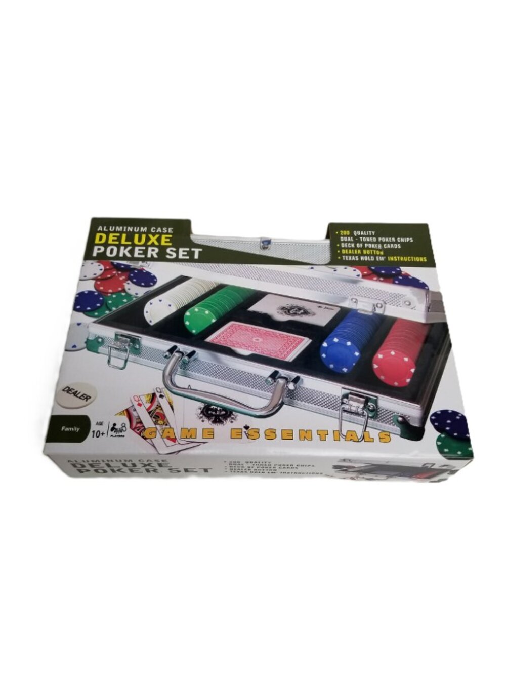 Poker Set 200 Chips Aluminum Case Cards Texas Hold Em Casino Game New Cardinal